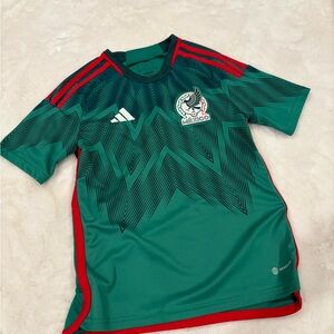 Adidas Boys Green and Red Mexico Soccer Jersey